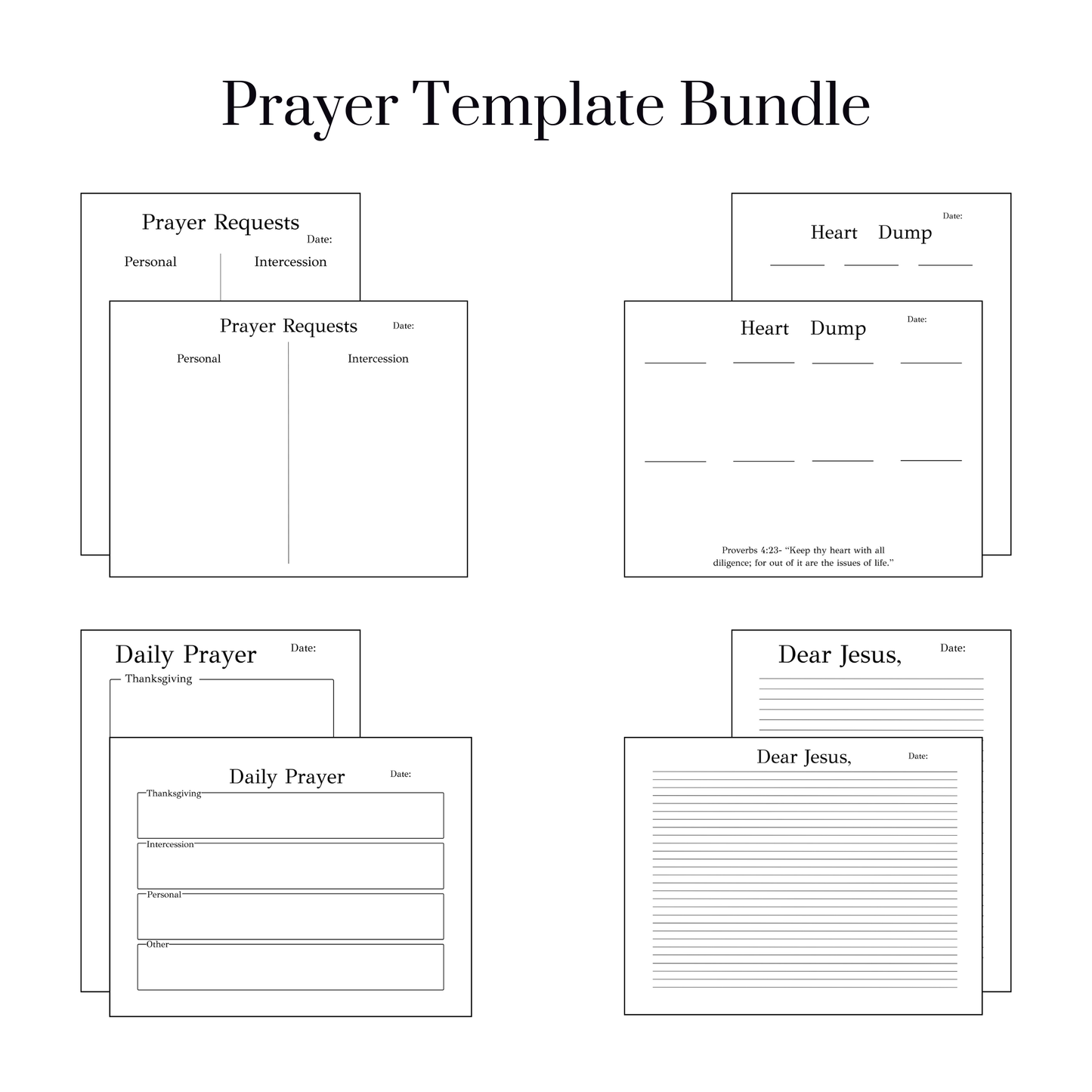 Prayer Template Bundle - Digital/Printable